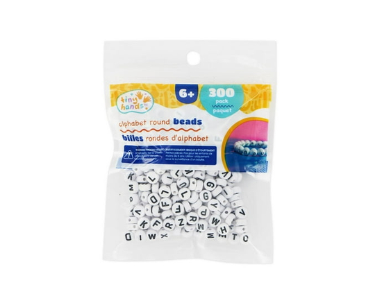 TINY HANDS Alphabet Round Beads, 300 pcs, 6 mm (0.23 in), Age 6+, Kids, Crafts, 6 mm (0.24 in)