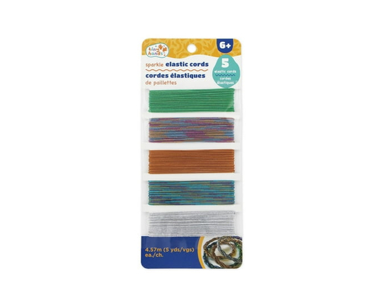 TINY HANDS Elastic Cords, Sparkle Colours, 5 pcs, Age 6+, Kids, DIY Crafts