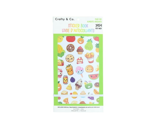 CRAFTY & CO. Food Sticker Book, 1454 pcs, Cute, Fun, for Kids, Teens