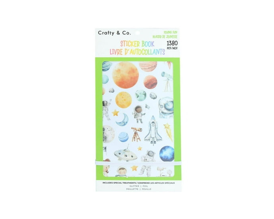 CRAFTY & CO. Young Fun Sticker Book 1380 pcs (Space & Dinosaurs)