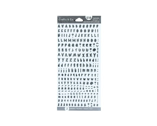 CRAFTY & CO. Alphabet Stickers Black Cursive, 52 pcs