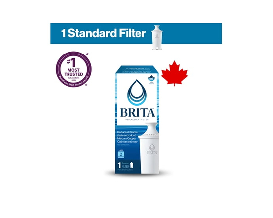 Brita Standard Replacement Filter, Reduces Contaminants while keeping healthy minerals, Certified by WQA to reduce Chlorine for improved taste, Made w