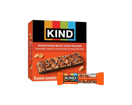 KIND Amandes, Beurre d'Arachide et Chocolat Noir, 40g, 5 Barres - Paquet de 5 barres