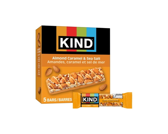 KIND Barres Amandes, Caramel et Sel de Mer, 40g, 5 Barres - Paquet de 5 barres