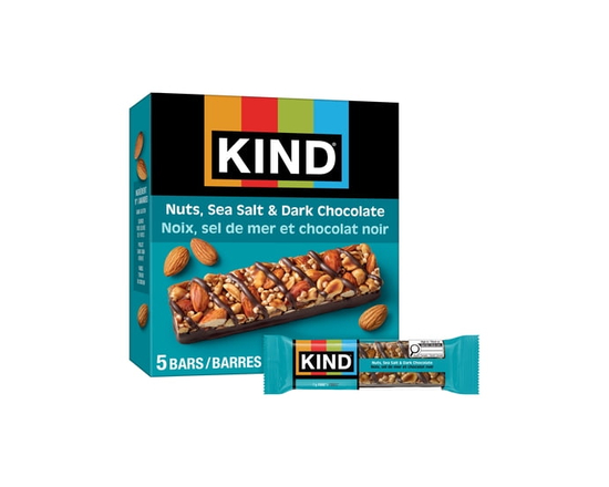 KIND Barres aux Noix, Sel de Mer & Chocolat Noir, 40g, 5 Barres - Paquet de 5 barres