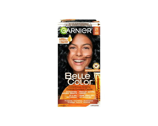 Garnier Belle Color Permanent Hair Dye, 303 Ebony Brown, 100% Grey Coverage, Enriched with Argan Oil and Wheat Germ Oils - 1 Application - 7.3oz (21 B