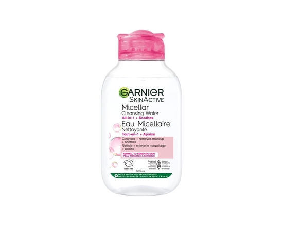 Garnier Micellar Water, Cleanser & Makeup Remover, Travel Size, Suitable for Sensitive Skin - Travel