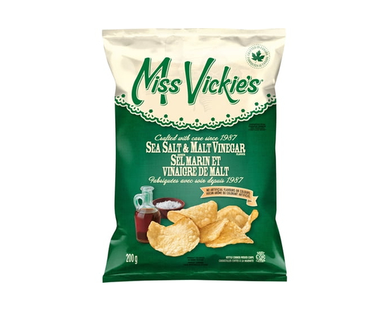 Miss Vickie's Sea Salt & Malt Vinegar Kettle Cooked Potato Chips - 200 g