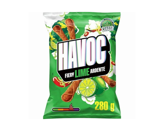 Havoc Fiery Lime flavoured Rolled Tortilla Chips - 280 g