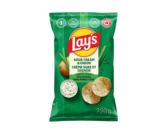 Lay's Sour Cream & Onion flavoured Potato Chips - 220g