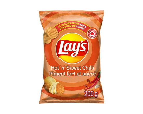 Lay's Hot 'n' Sweet Chilli Ridged flavoured Potato Chips - 200g