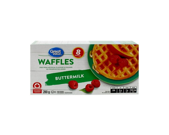 Great Value Buttermilk Waffles, 280g, 8 Waffles - 280g