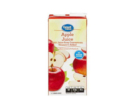 Great Value 100% Pure Apple Juice from Concentrate 1L - 1 L