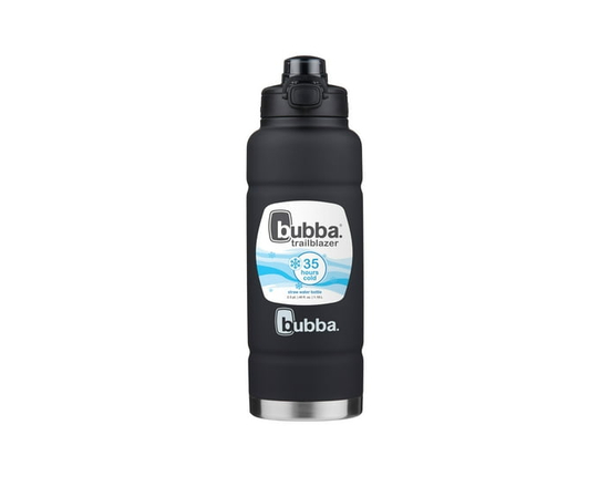 bubba Trailblazer Stainless Steel Water Bottle with Push Button Lid, 40 oz (1.18 L), Vacuum-Insulated, Rubberized Island Teal (Licorice - PB)
