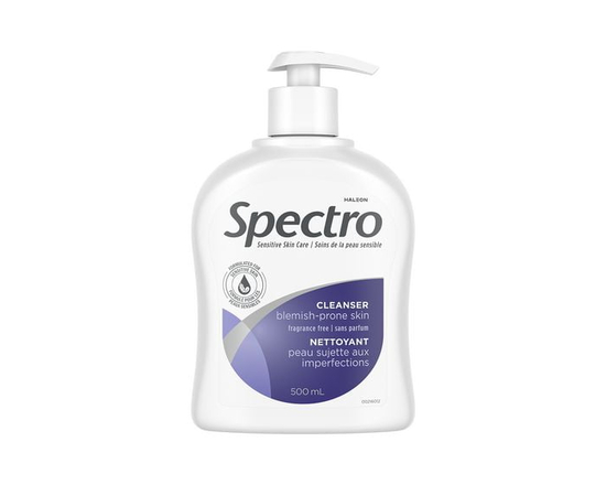 Spectro Facial Cleanser for Blemish Prone Skin, Fragrance and Dye Free, Pump Dispenser, 500ml