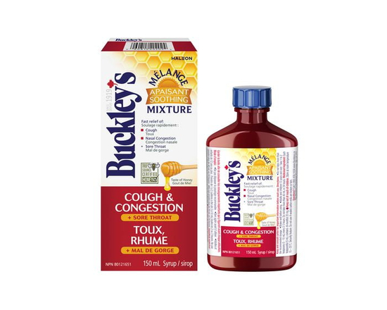 BUCKLEY'S Soothing Mixture Syrup for Cough, Congestion & Sore Throat, 150ml