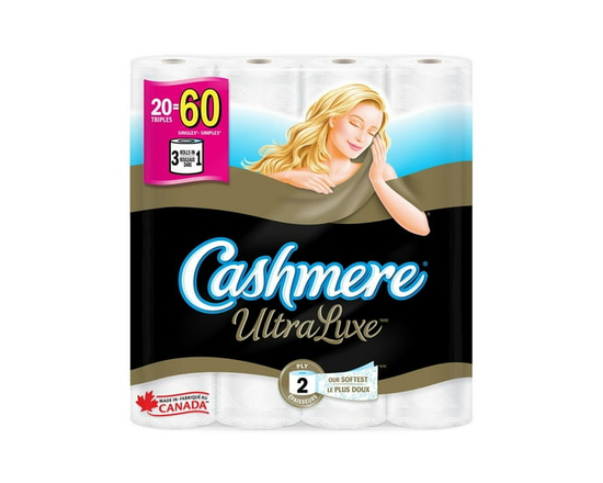 Cashmere UltraLuxe Luxuriously Soft & Thick Toilet Paper, 20 Triple Rolls = 60 Single Rolls