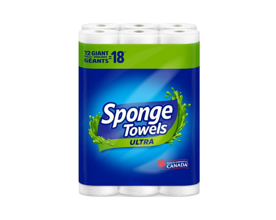 SpongeTowels Ultra Paper Towel, Choose-A-Size® Sheets, 12 Giant Rolls = 18 Regular Rolls - 2