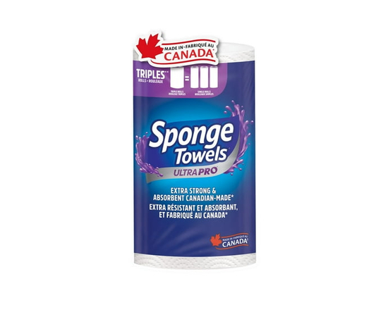 SpongeTowels UltraPRO Ultra Strong & Absorbent Paper Towel, Choose-A-Size® Sheets, 1 = 3 Regular Rolls