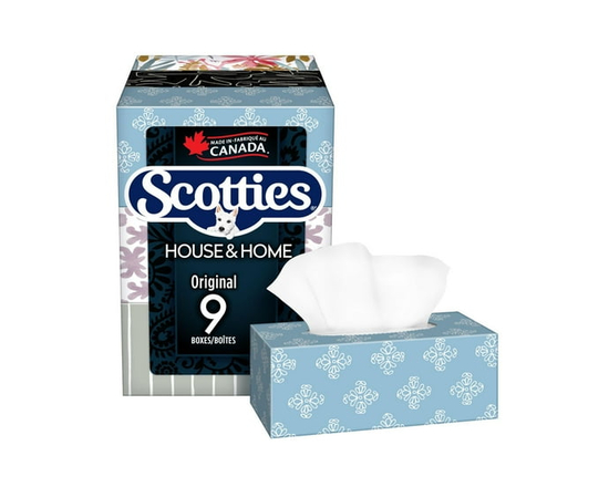 Scotties House & Home, 2-Ply Facial Tissue, 9 Boxes, 126 Tissues Per Box