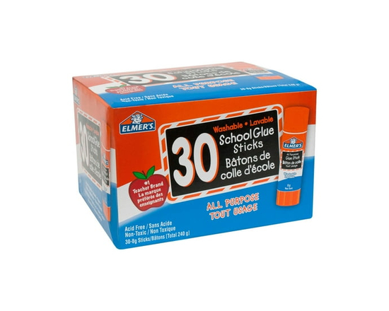 Elmer's School Glue Sticks, All-Purpose, Washable, Non-Toxic, 8 g - 30