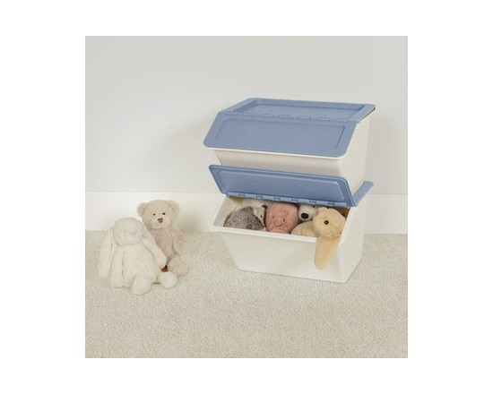 Neatfreak Kids Easy-Access Large Stackable Bin, Plastic - 11 in x 16.1 in x 17.7 in (Snow White + Dusty Blue)