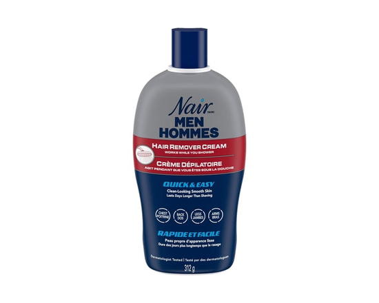Crème dépilatoire pour hommes Nair avec pompe pour poitrine, dos, jambes et bras, agit pendant la douche, pour une peau lisse, 312 g - 312 g