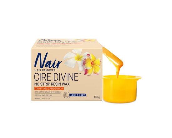 Nair Cire Divine Microwave No Strip Resin Wax for Legs & Body, Tahitian Gardenia, 400g - 400 g