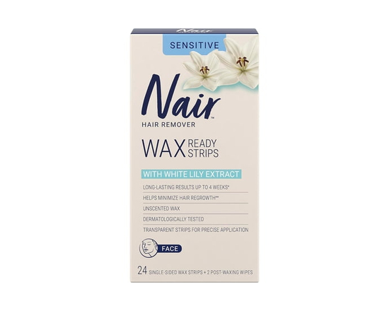 Bandes de cire prêtes Nair pour le visage - 24 Strips + 2 Finishing Wipes