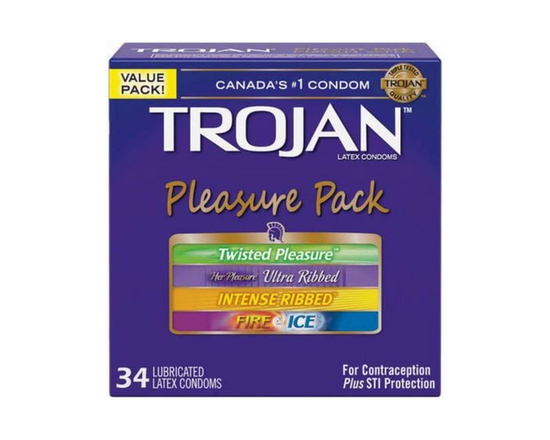 Assortiment Trojan Plaisirs variés condoms lubrifiés. 34 Count