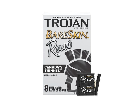 Condoms lubrifiés Trojan BareSkin Raw, 8 count