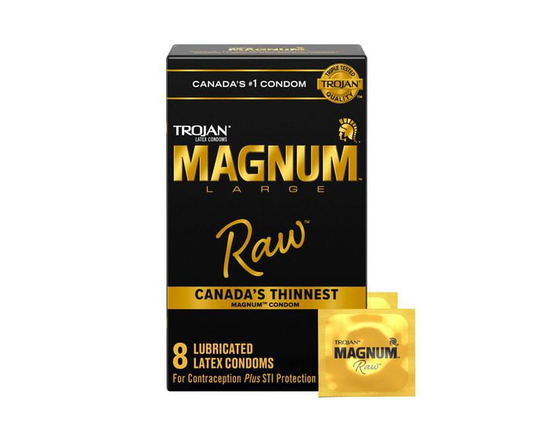 Condoms de grande taille lubrifiés Trojan Magnum Raw, 8 count