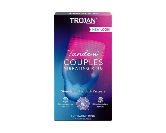 Trojan Tandem Couples Vibrating Ring, Powerful Vibrations, 1 Count