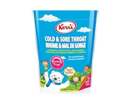 Kerr's Strawberry Cold & Sore Throat Kid's Lollypops