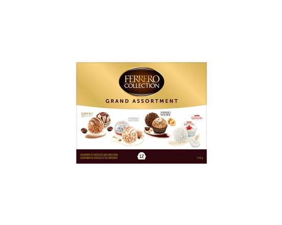 FERRERO COLLECTION GRAND ASSORTMENT Fine Chocolates and Confections Holiday Gift Box, 12 Assorted Confections, 118 g - 118 g