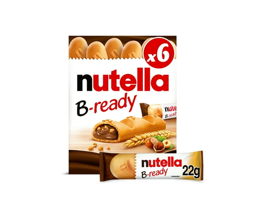 NUTELLA B-READY, Snack Bars, Crispy wafer filled with delicious NUTELLA, 6x22g - 6x22g