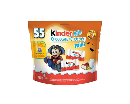 KINDER CHOCOLATE/CHOCOLAT MINI Milk Chocolate Bars With A Milky Filling, 55 Individually Wrapped Mini Bars Per Pack, Halloween Confection, 330 g - 330