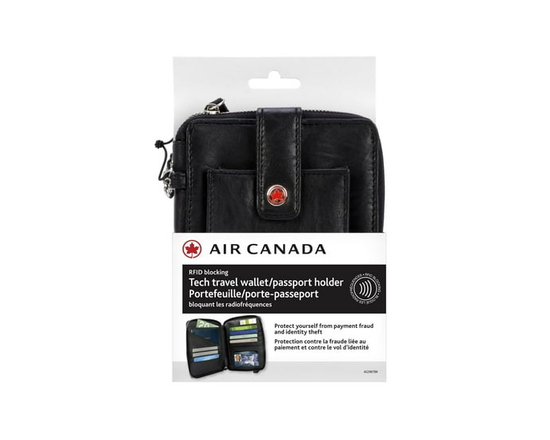 Air Canada RFID Blocking Tech Travel Wallet/Passport Holder
