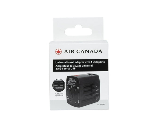 Air Canada Universal Travel Adapter with 4 USB Ports Type-A - One Size