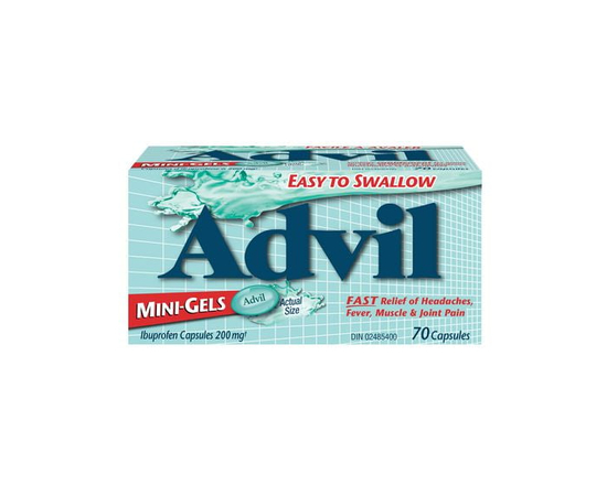 Advil Mini-Gels (70 Count), 200 mg Ibuprofen, Temporary Pain Reliever / Fever Reducer for Headaches And Pain Relief