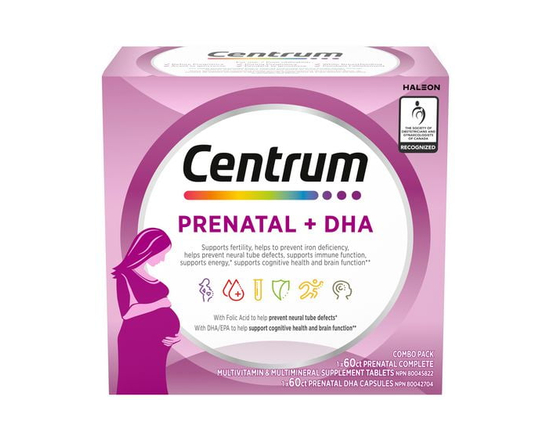 Centrum Prenatal+DHA Multivitamin Supplement with DHA/EPA Omega 3 Combo Pack, 120 Total Count