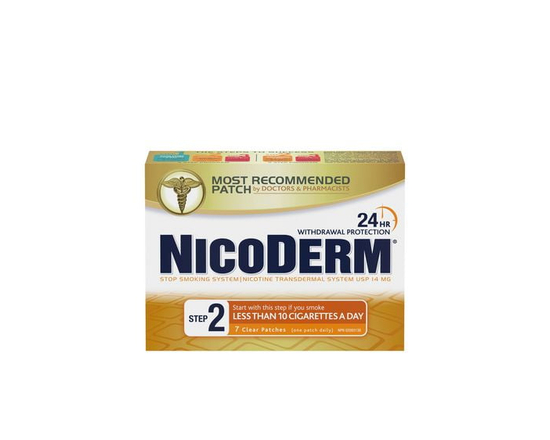 Nicoderm Clear Step 2 Patches, Nicotine Transdermal Patch, Quit Smoking Aid, 14 mg/Day, Count per Pack, 7 patches