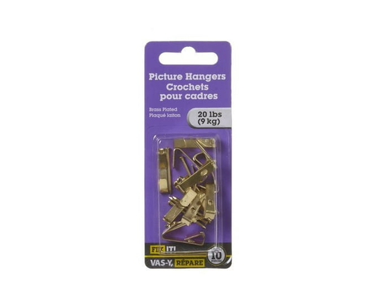 Brass Plated Picture Hanger 10 Pieces - 1