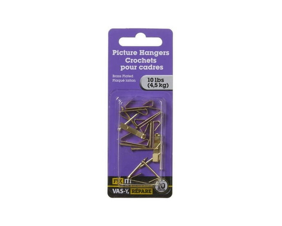 Brass Plated Picture Hanger 10 Pieces