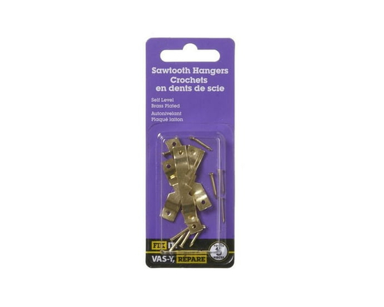 Brass Plated Self-Level Sawtooth Hangers 5 Pieces