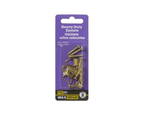 Brass Plated Heavy Duty Eyelets 6 Pieces