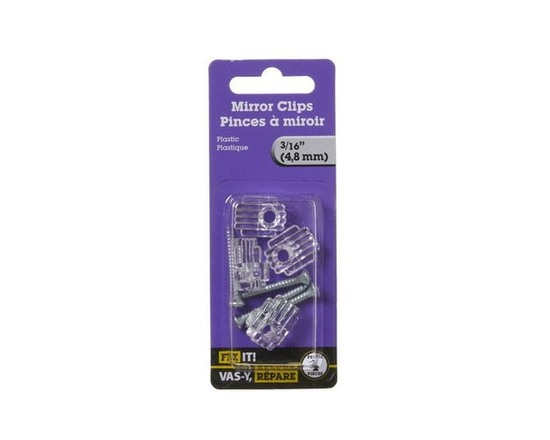 3/16" Plastic Mirror Clip 4 Pieces - 3/16"