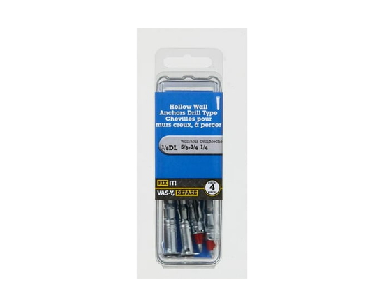1/8Dl Hollow Wall Anchors Self Drill 4 Pieces - 1/8Dl