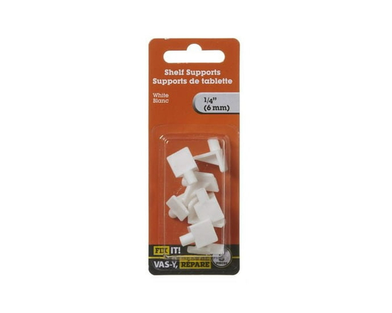 1/4" White Shelf Rest Clear 8 Pieces - 1/4 INCH