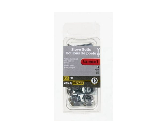 1/4-20x1" Flat Head Stove Bolt with Nuts 10 Pieces - 1/4-20x1"